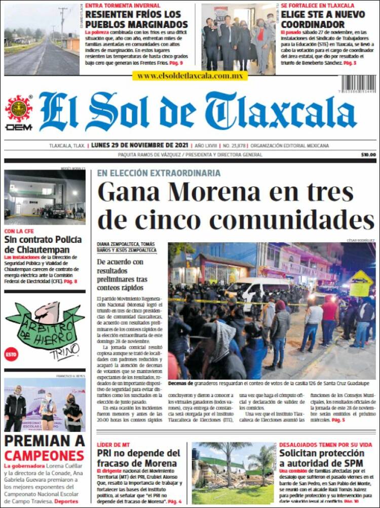 Portada de El Sol de Tlaxcala (México)
