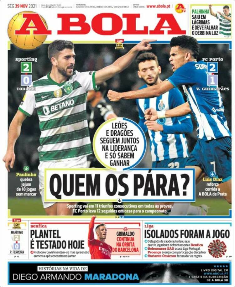 Portada de A Bola (Portugal)