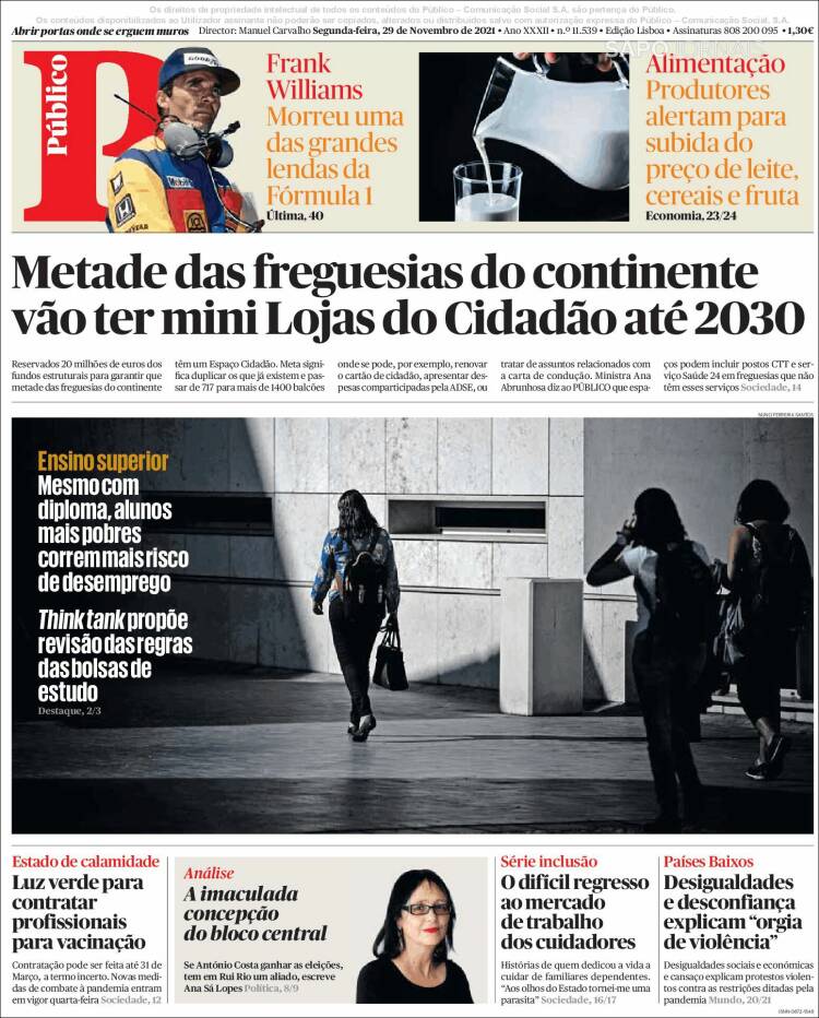 Portada de Público (Portugal)