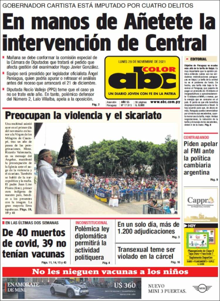 Portada de ABC Color (Paraguay)