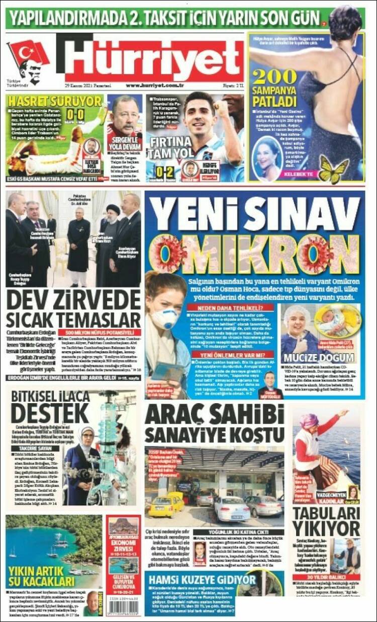Portada de Hürriyet (Turqu&iacute;a)