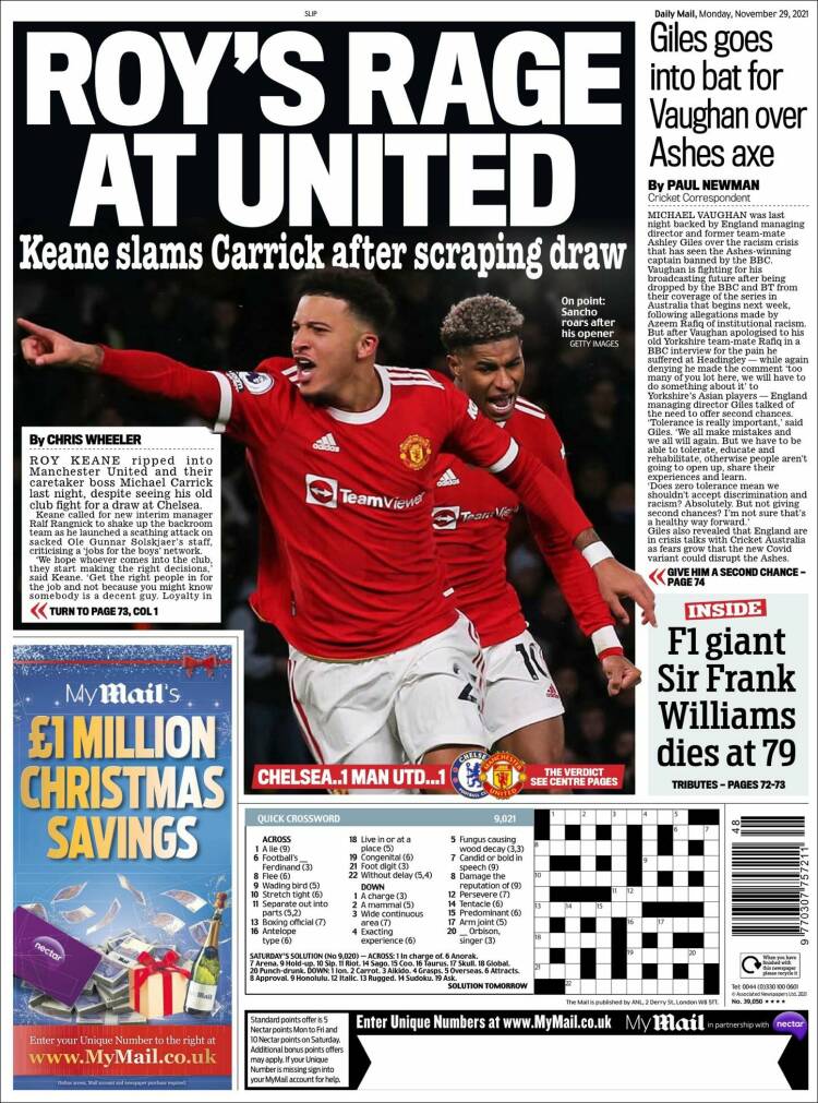 Portada de Daily Mail Sport (Reino Unido)