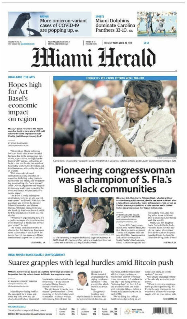 Portada de Miami Herald (USA)