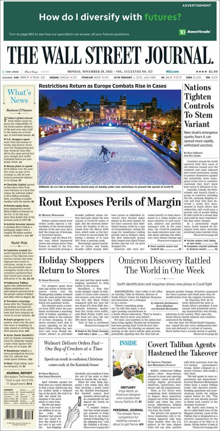 Portada de Wall Street Journal (USA)