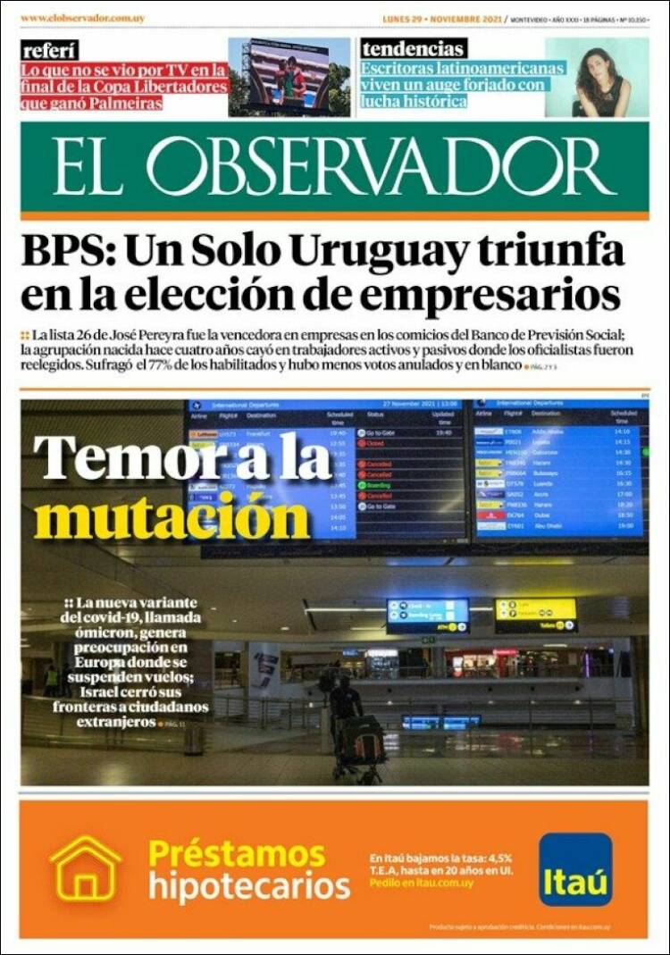 Portada de El Observador (Uruguay)