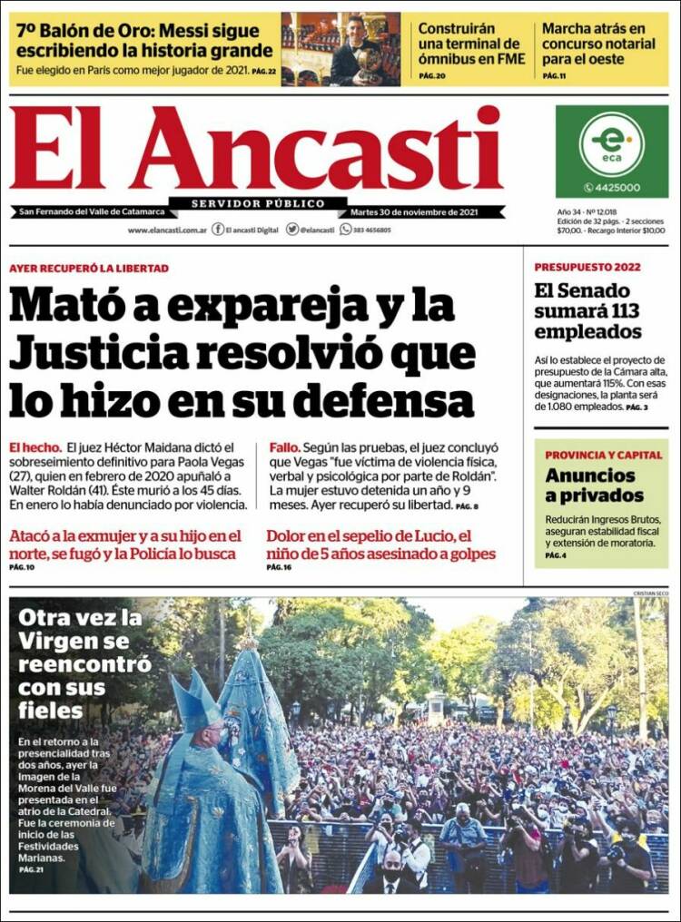 Portada de El Ancasti (Argentina)