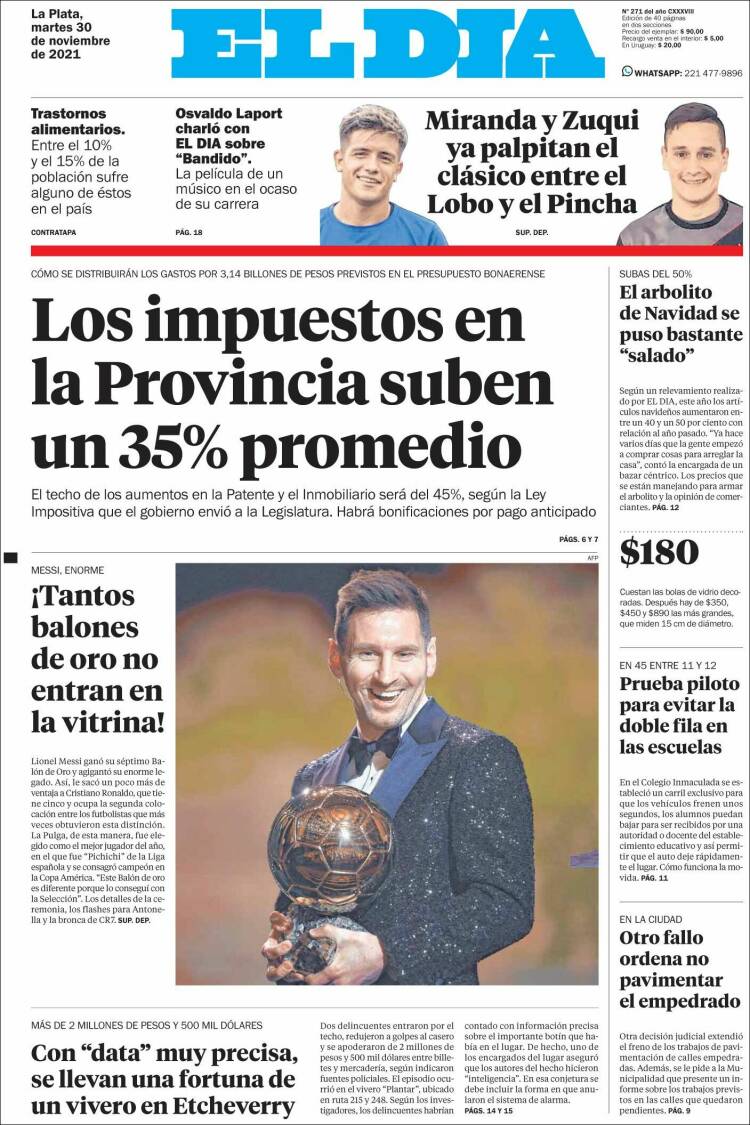 Portada de El Día de la Plata (Argentina)