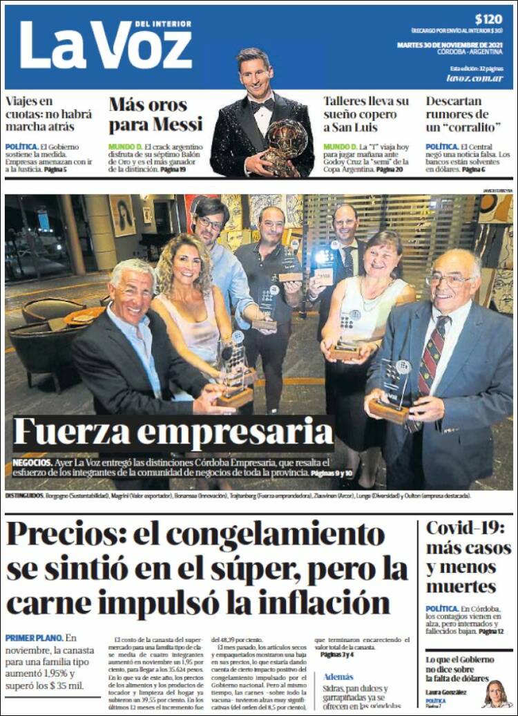 Portada de La Voz del Interior (Argentina)