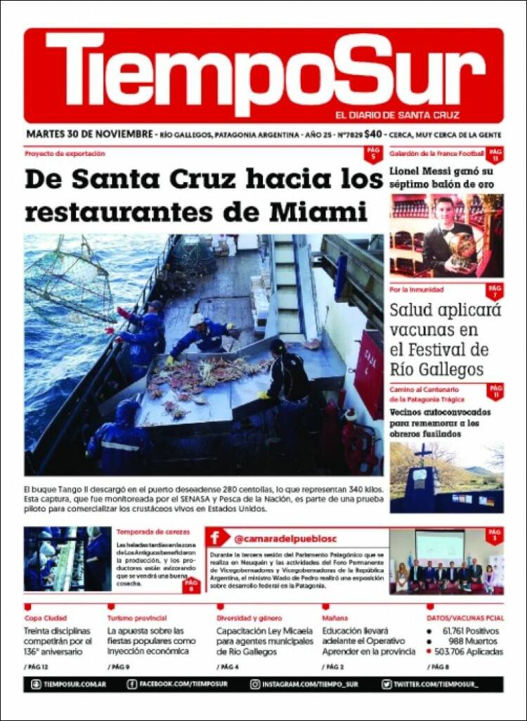 Portada de Tiempo Sur (Argentina)