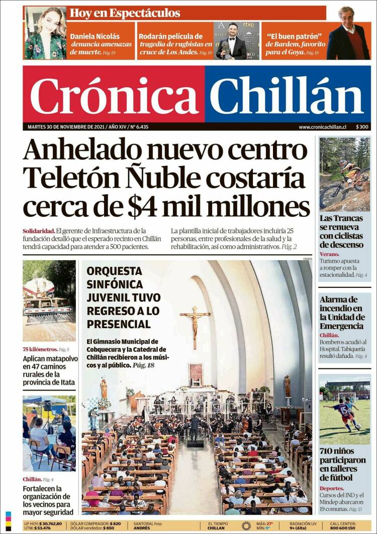 Portada de Crónica Chillán (Chile)