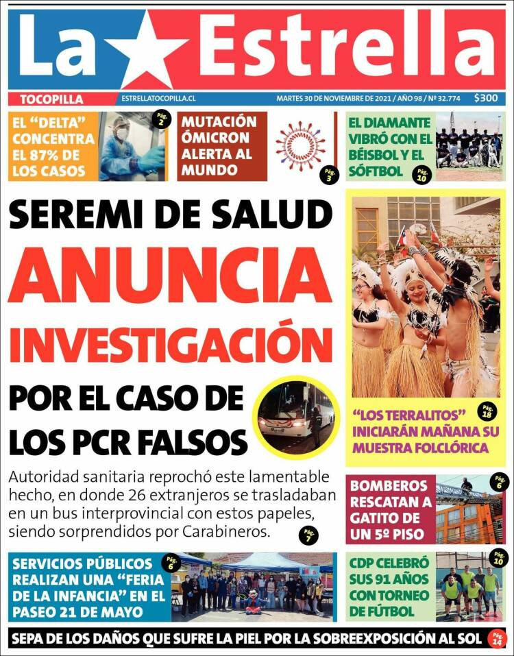 Portada de La Estrella de Tocopilla (Chile)