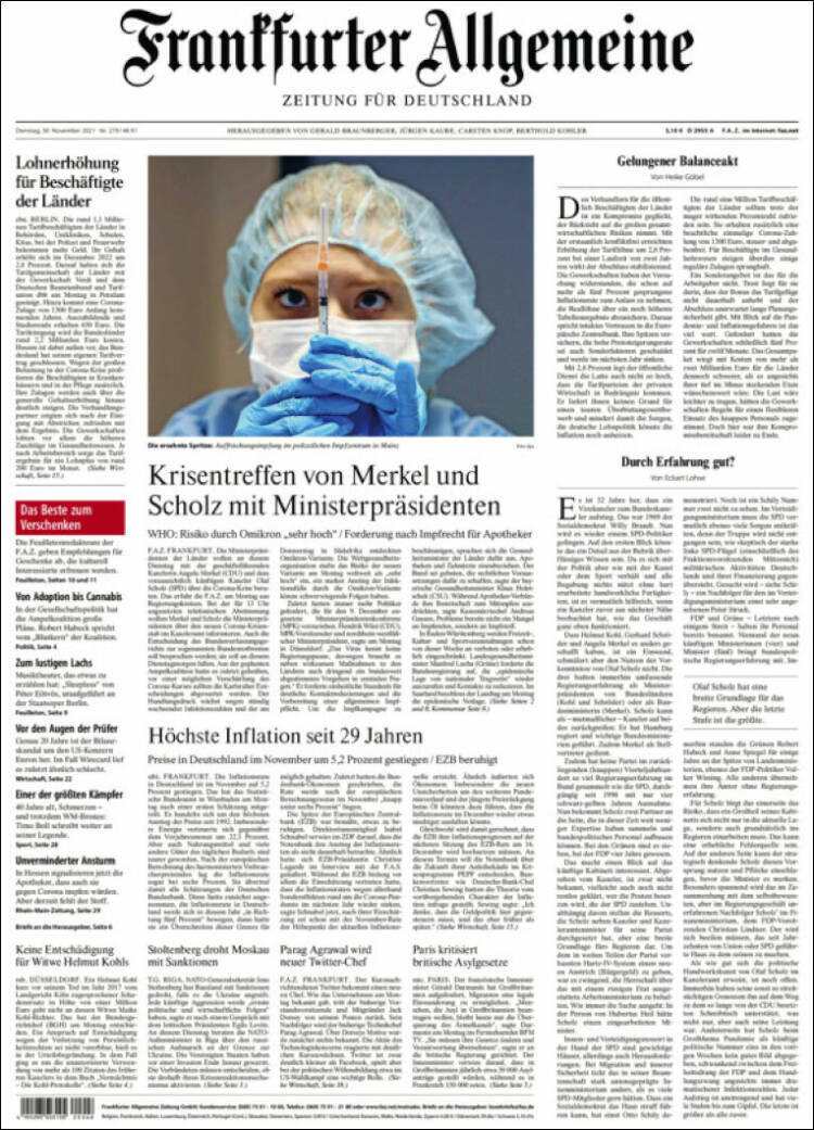 Portada de Frankfurter Allgemeine (Alemania)