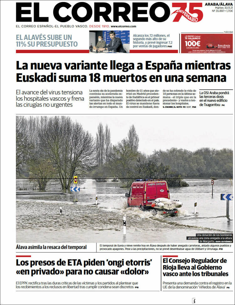 Portada de El Correo - Álava (Espa&ntilde;a)