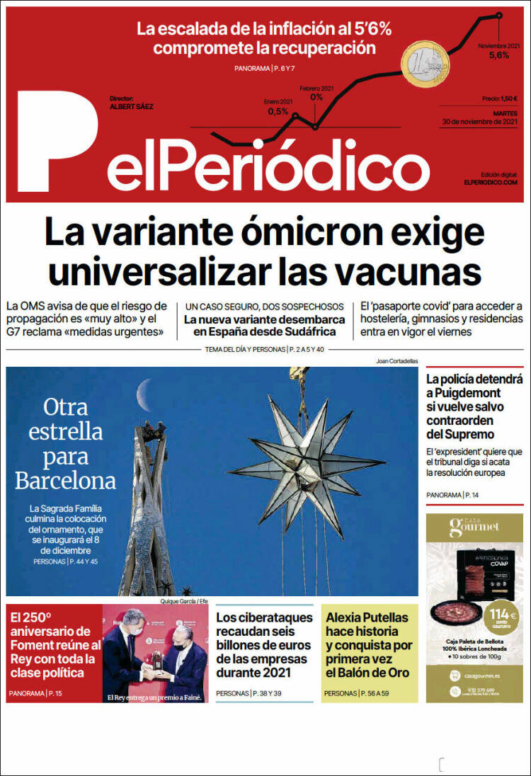 Portada de El Periódico (Espa&ntilde;a)