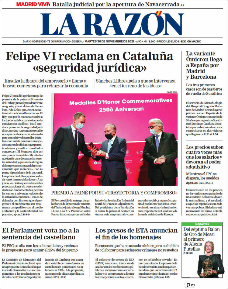 Portada de La Razón (Espa&ntilde;a)