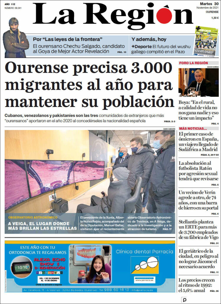 Portada de La Región de Ourense (Espa&ntilde;a)