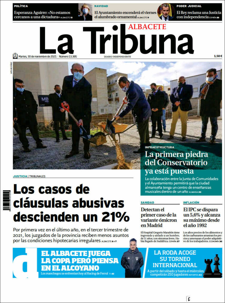 Portada de La Tribuna de Albacete (Espa&ntilde;a)