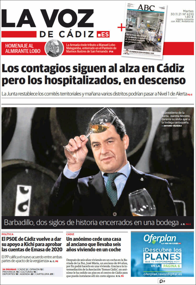 Portada de La Voz de Cádiz (Espa&ntilde;a)