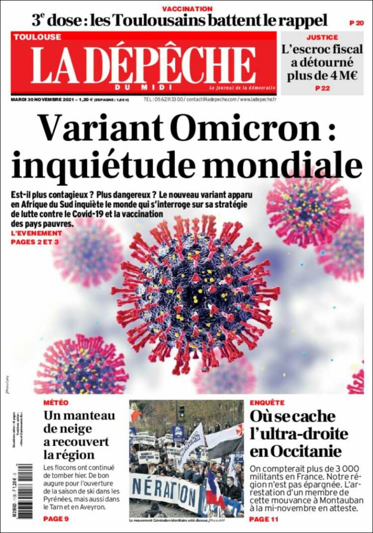 Portada de La Dépêche du Midi (Francia)
