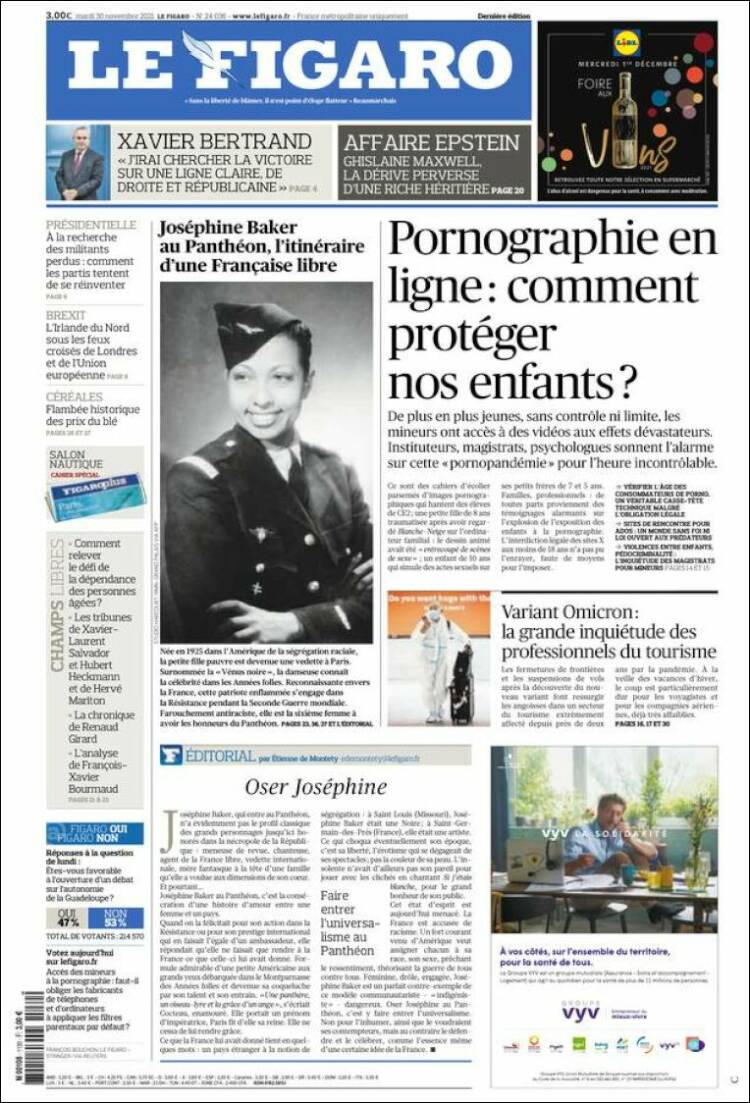 Portada de Le Figaro (Francia)