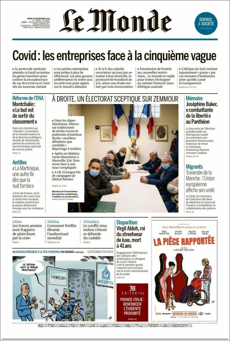 Portada de Le Monde (Francia)