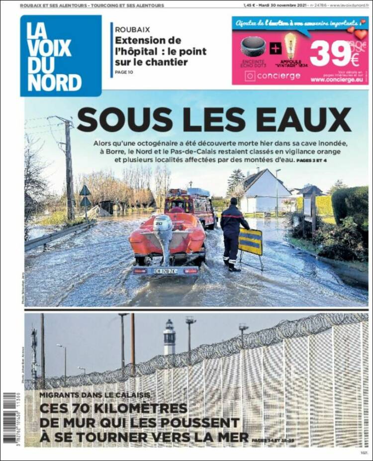 Portada de La Voix du Nord (Francia)