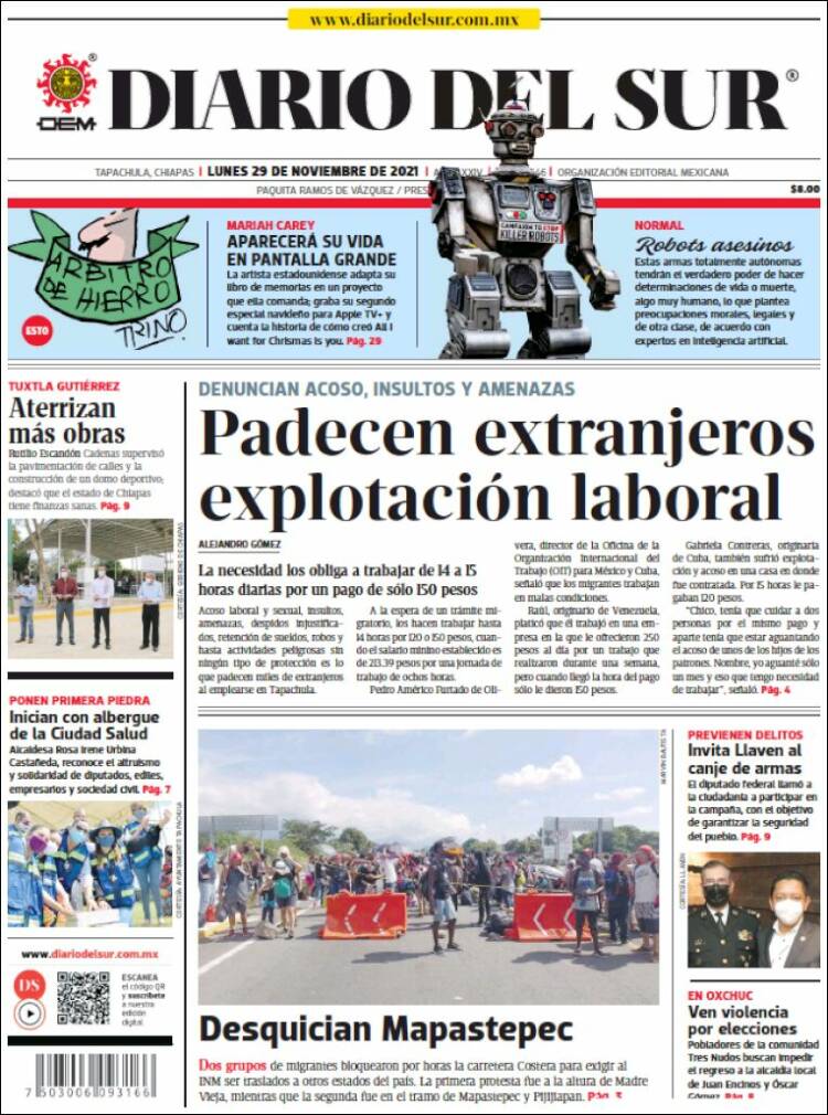Portada de El Diario del Sur (M&eacute;xico)