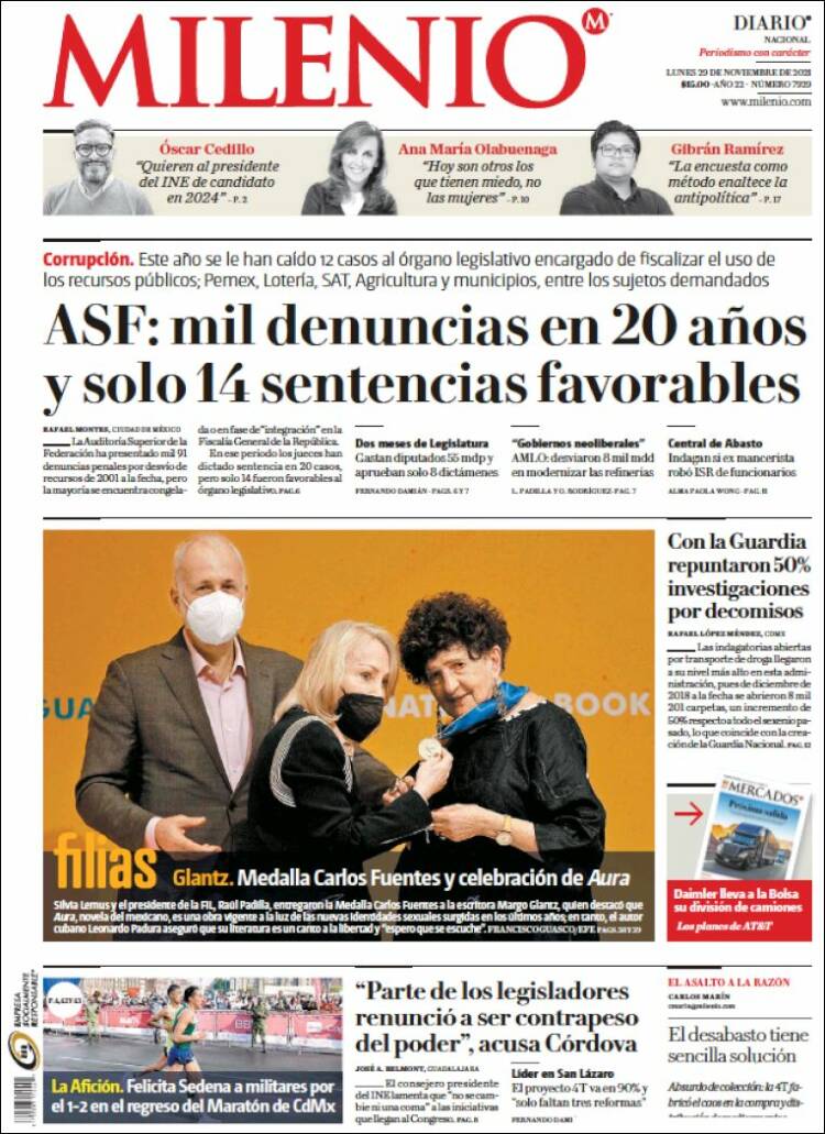 Portada de Milenio (M&eacute;xico)