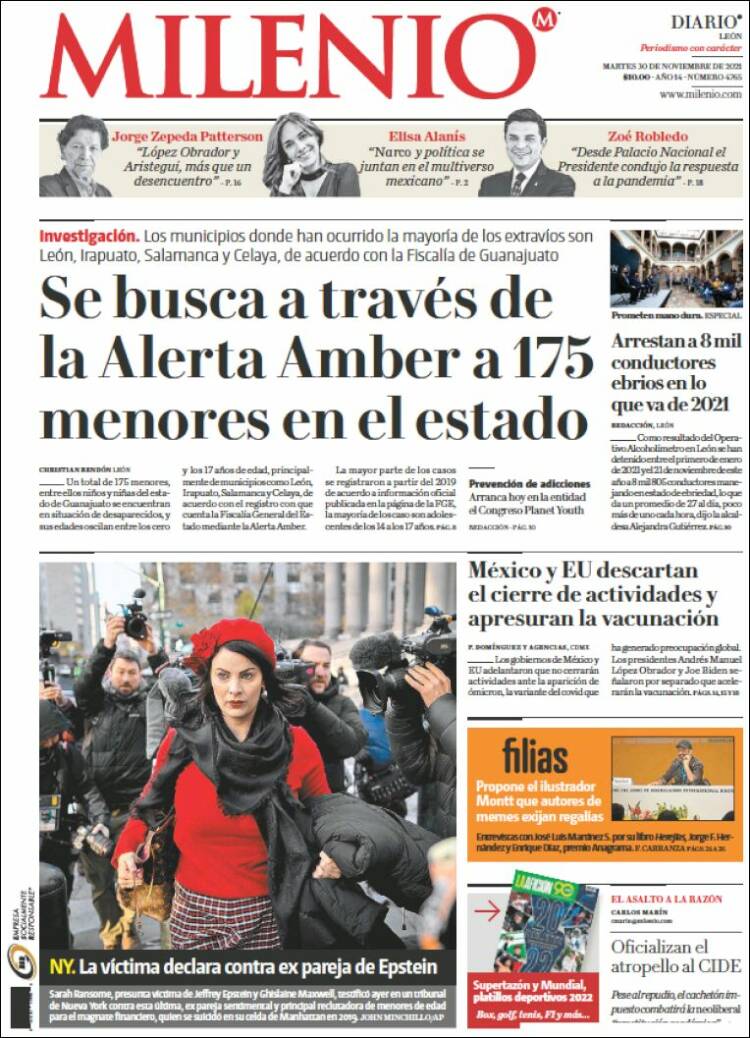 Portada de Milenio de León (M&eacute;xico)