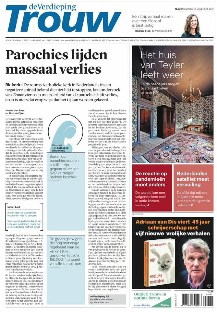 Portada de Trouw (Pa&iacute;ses Bajos)