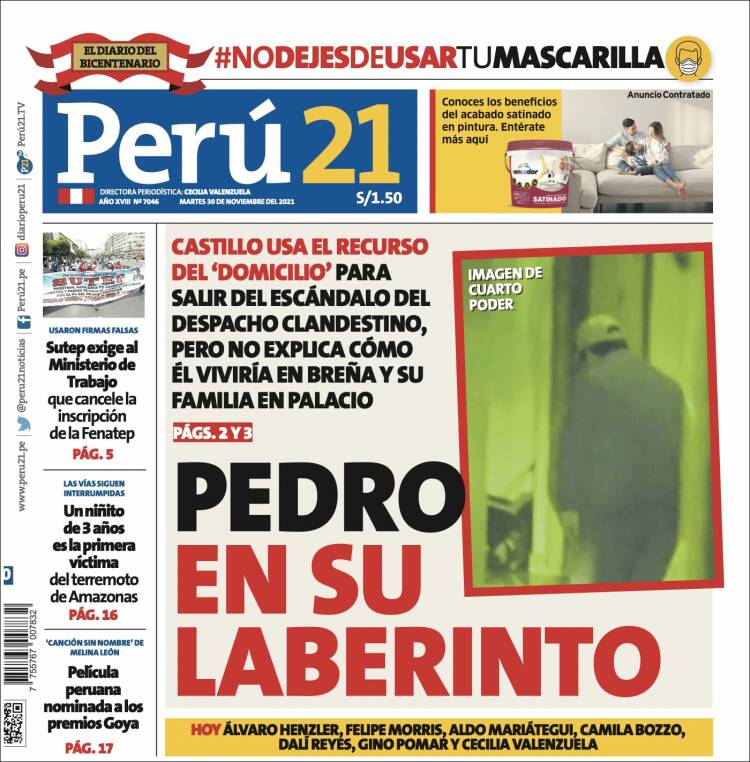 Portada de Perú 21 (Per&uacute;)