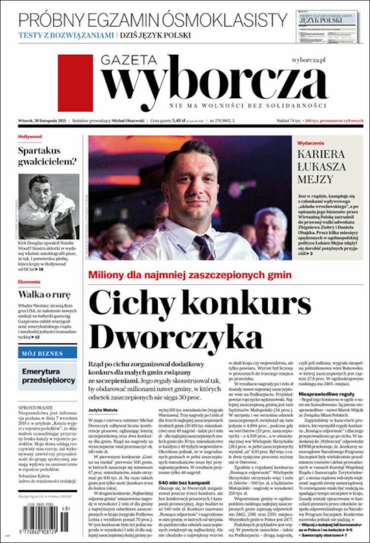 Portada de Gazeta Wyborcza (Polonia)