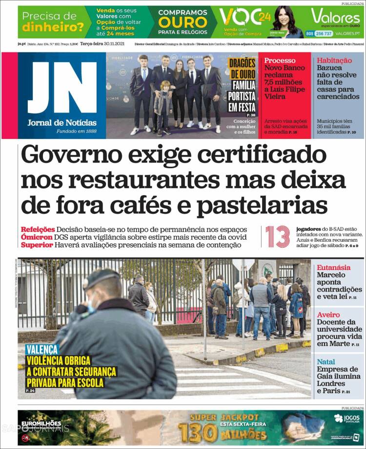 Portada de Jornal de Notícias (Portugal)
