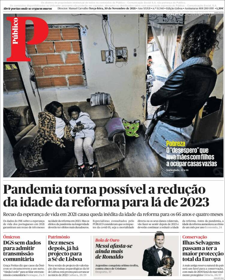 Portada de Público (Portugal)