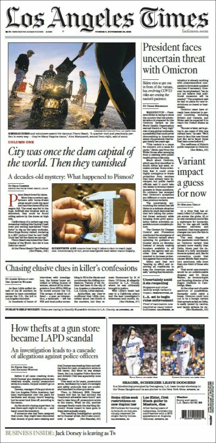 Portada de Los Angeles Times (USA)