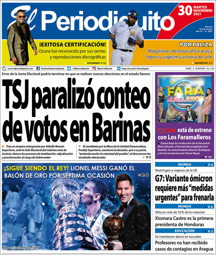Portada de Periodiquito de Aragua (Venezuela)