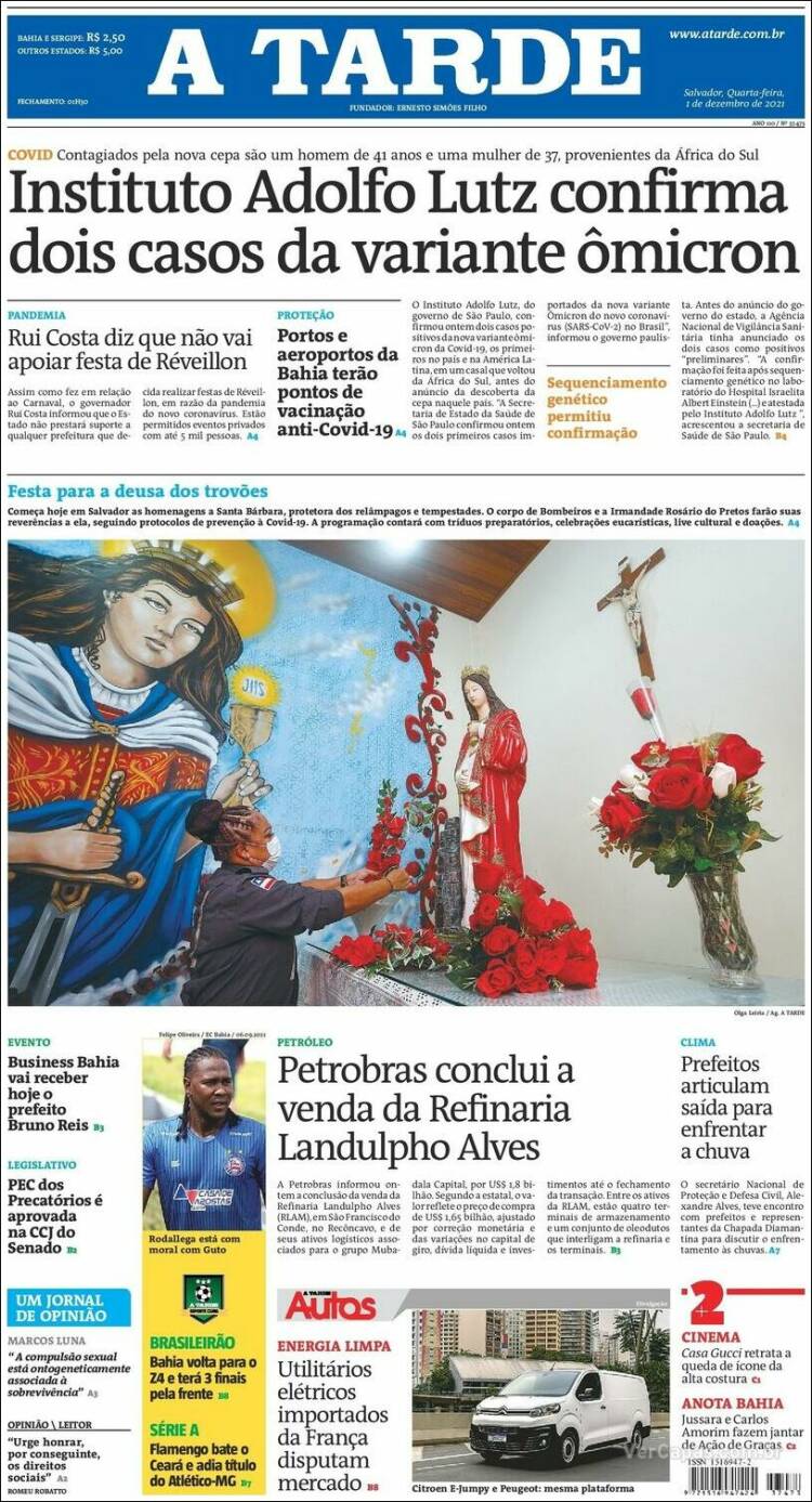 Portada de Diário A Tarde (Brasil)