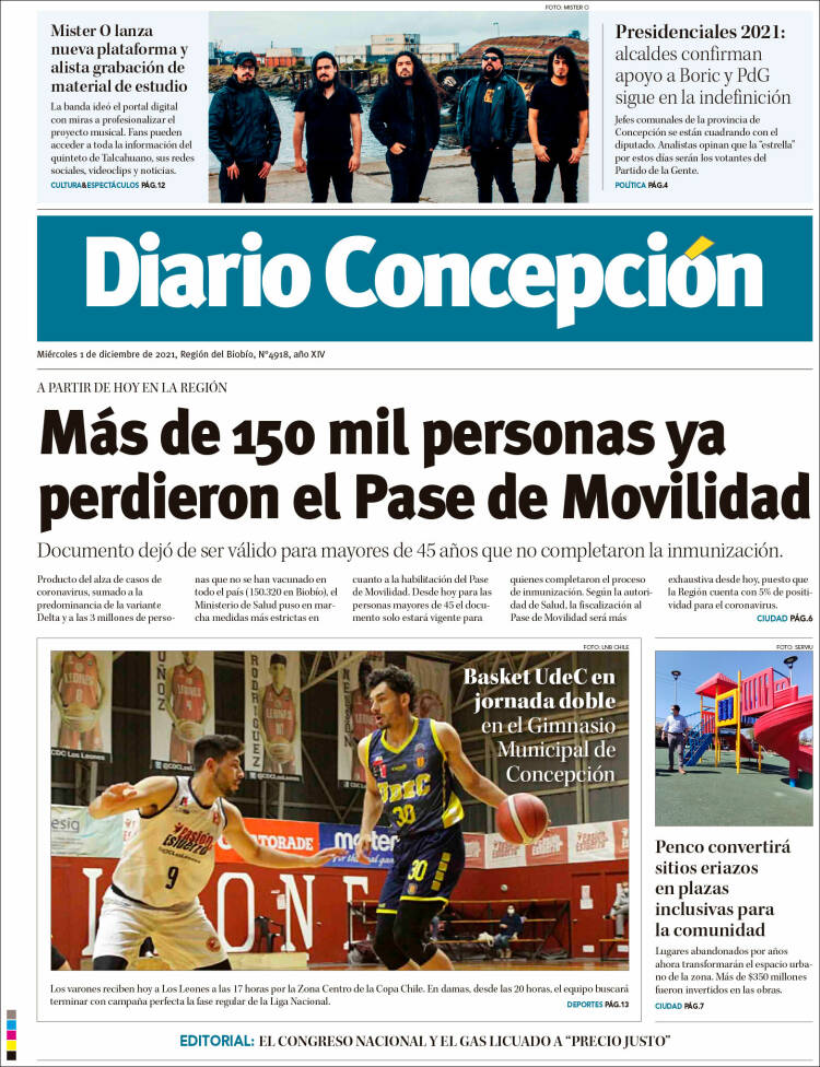Portada de Diario de Concepción (Chile)