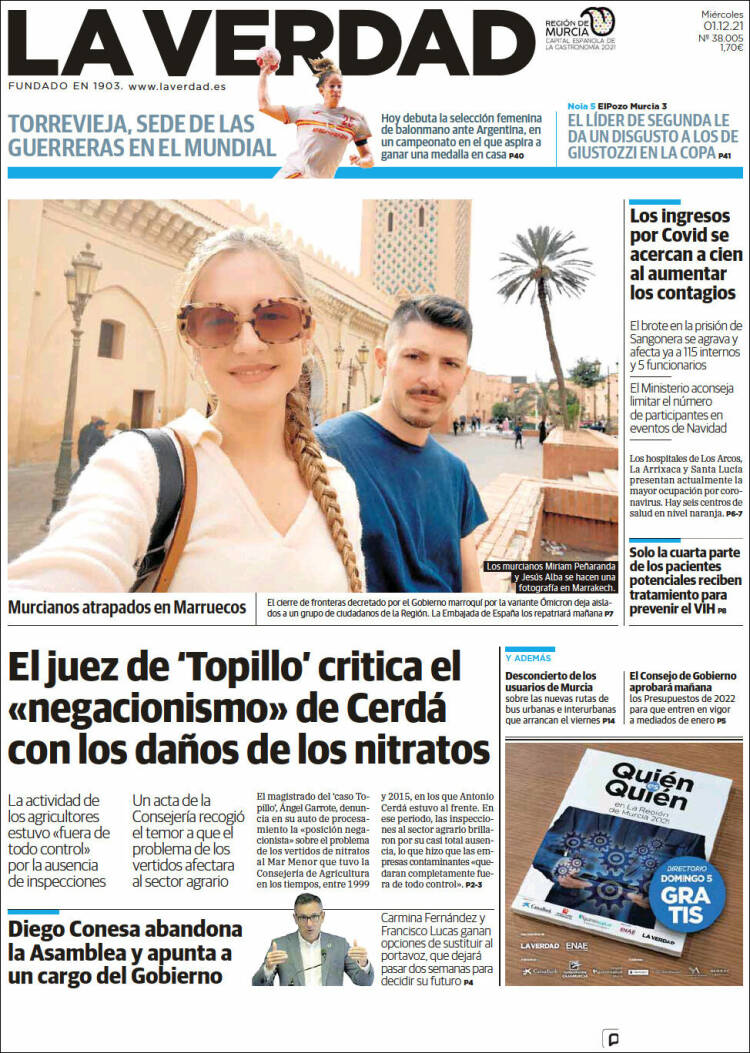 Portada de La Verdad de Murcia (Espa&ntilde;a)