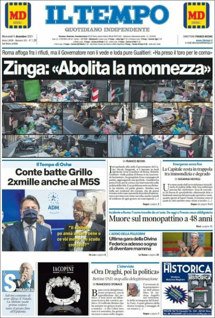 Portada de Il Tempo (Italia)