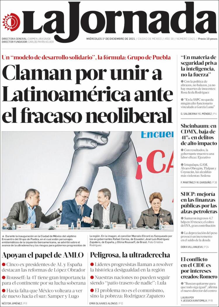 Portada de La Jornada (M&eacute;xico)