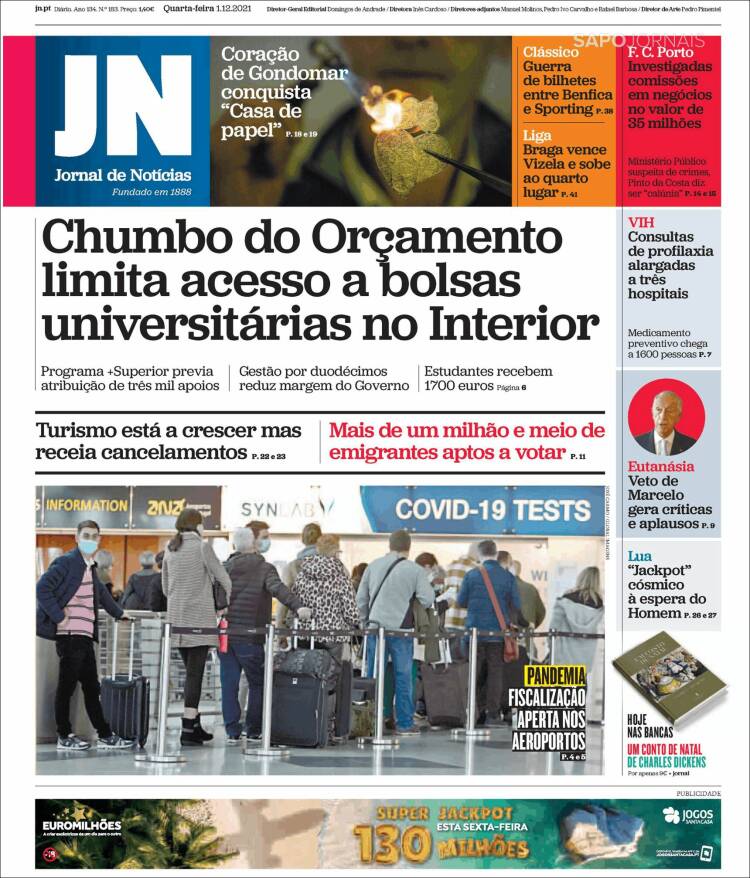 Portada de Jornal de Notícias (Portugal)