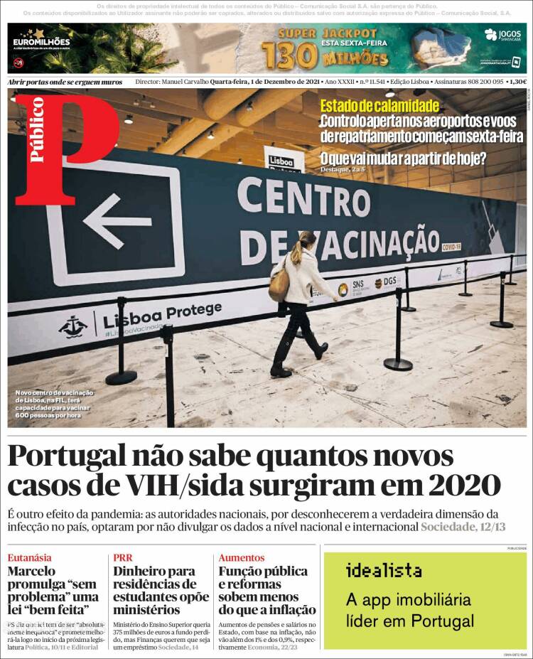 Portada de Público (Portugal)