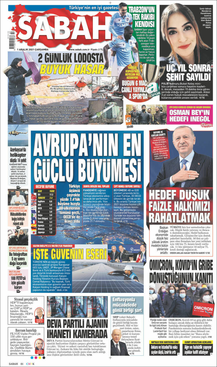 Portada de Sabah (Turqu&iacute;a)