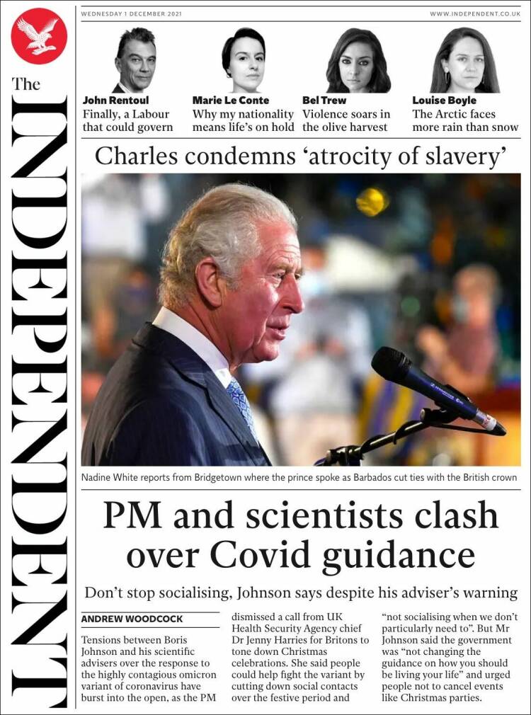 Portada de The Independent (Reino Unido)
