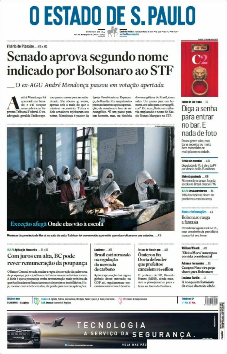 Portada de O Estado de São Paulo (Brasil)