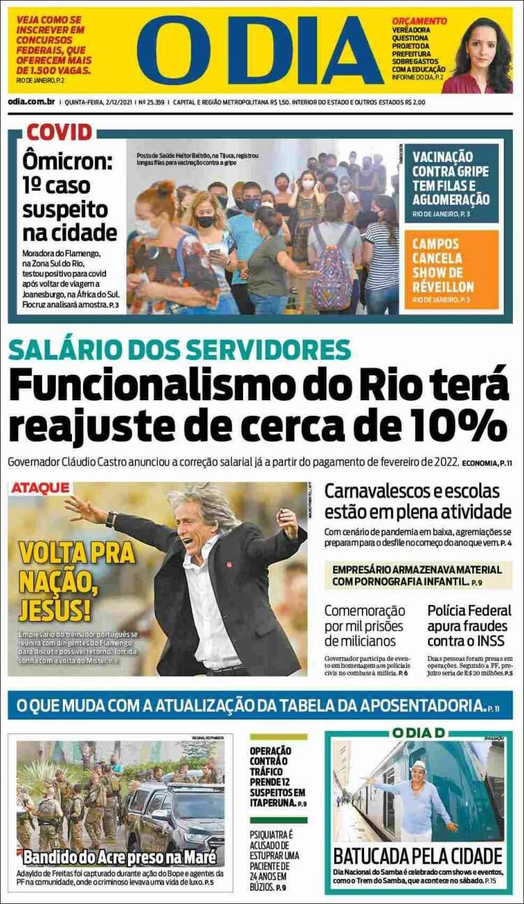 Portada de O Dia (Brasil)