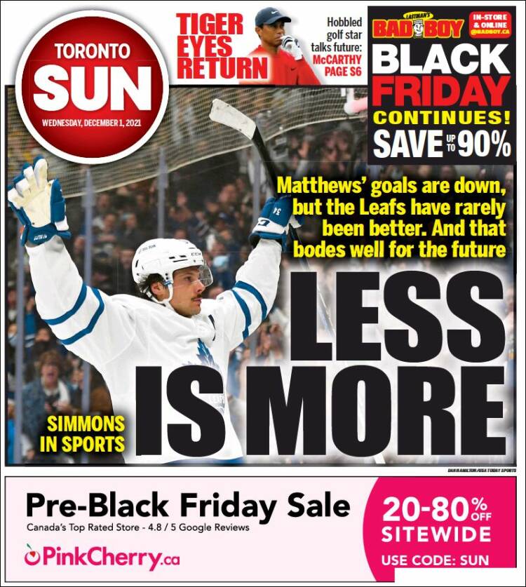 Portada de The Toronto Sun (Canadá)