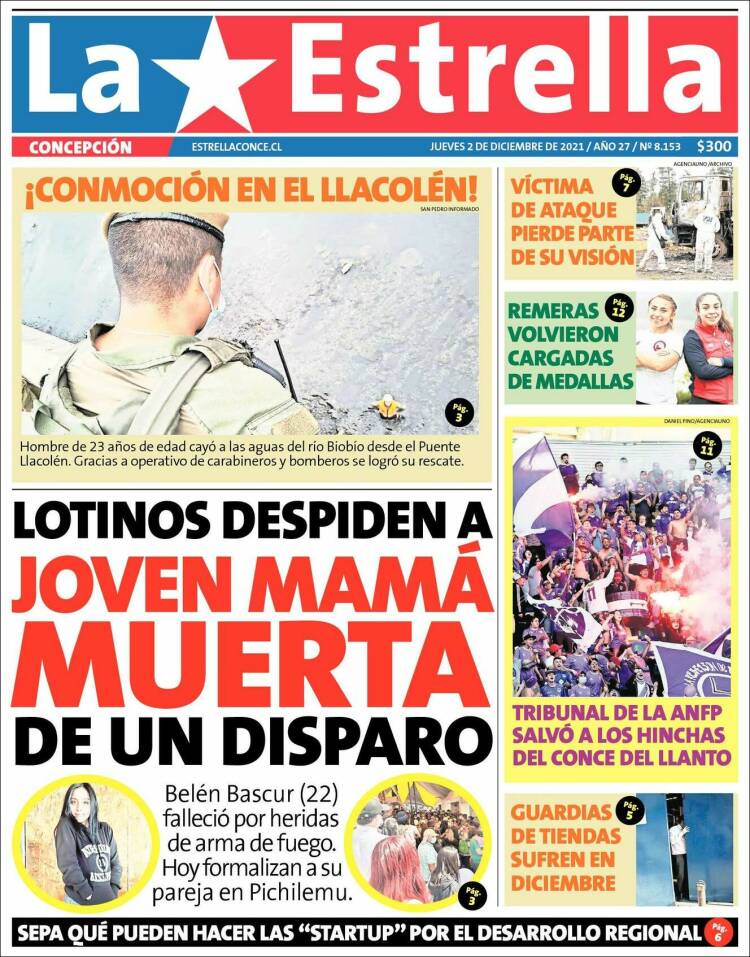 Portada de La Estrella de Concepción (Chile)