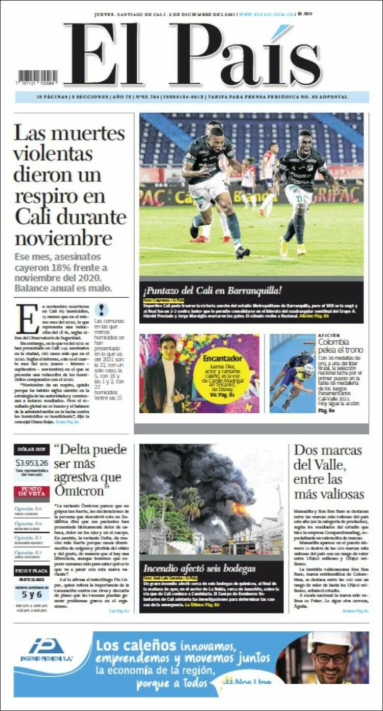 Portada de El País - Cali (Colombia)